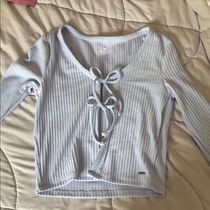 Hollister Sky Blue Ribbed Knit Top